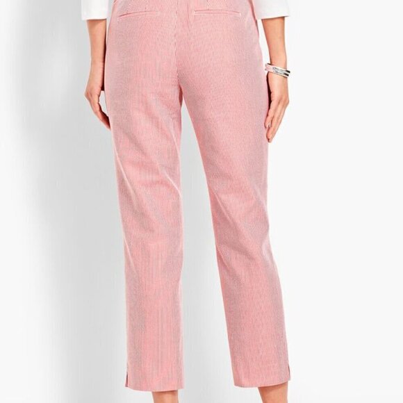 EUC Talbots Perfect Crop Pink Seersucker Sz 2 - Picture 2 of 13